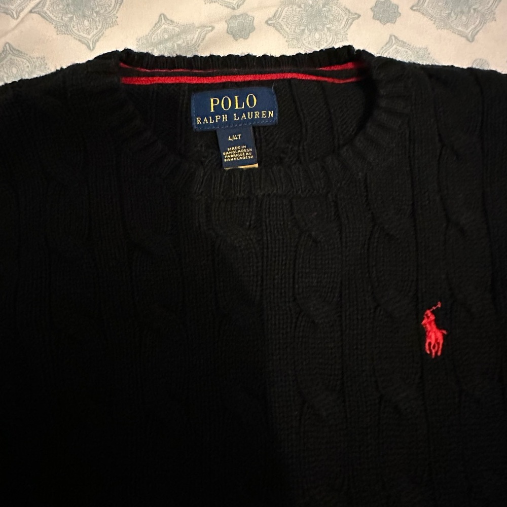 Polo by Ralph Lauren Black Cable Knit Sweater